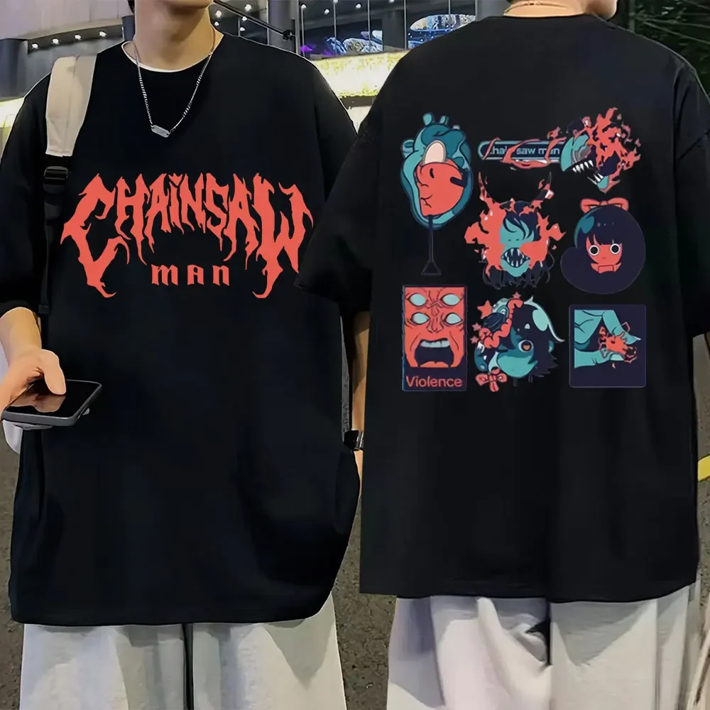 

Japanese Anime Chainsaw Man T-Shirt Denji Pochita Makima Manga Graphic T Shirts Gothic Aesthetics Short Sleeve T-Shirts Unisex