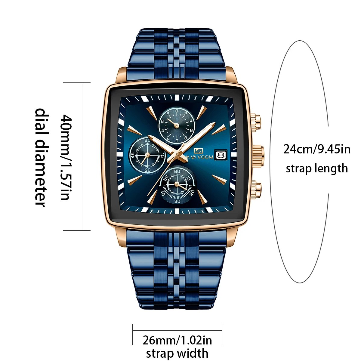 Elegant Men's Multifunctional Black Stainless Steel Watch