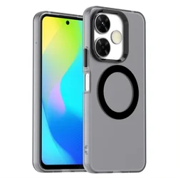 Matte Candy Magnetic Wireless Charging Transparent Case for Redmi 14C (Black)