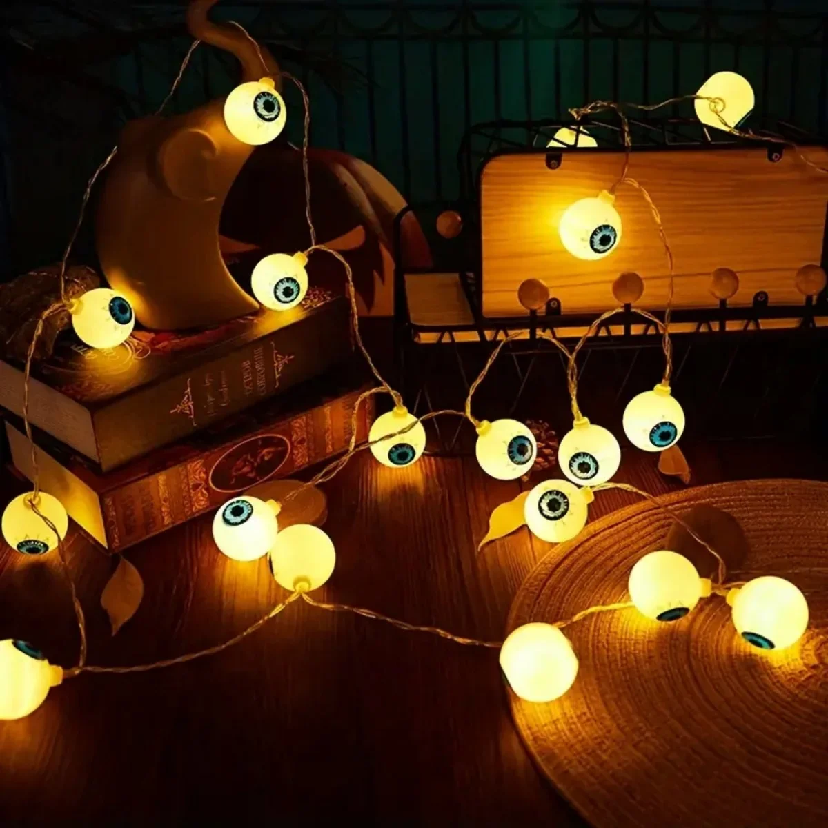 1PC 10/20/40 LED Halloween Eyeball String Lights Indoor Atmosphere Decorative Light Suitable For Halloween Party Home Decoartion