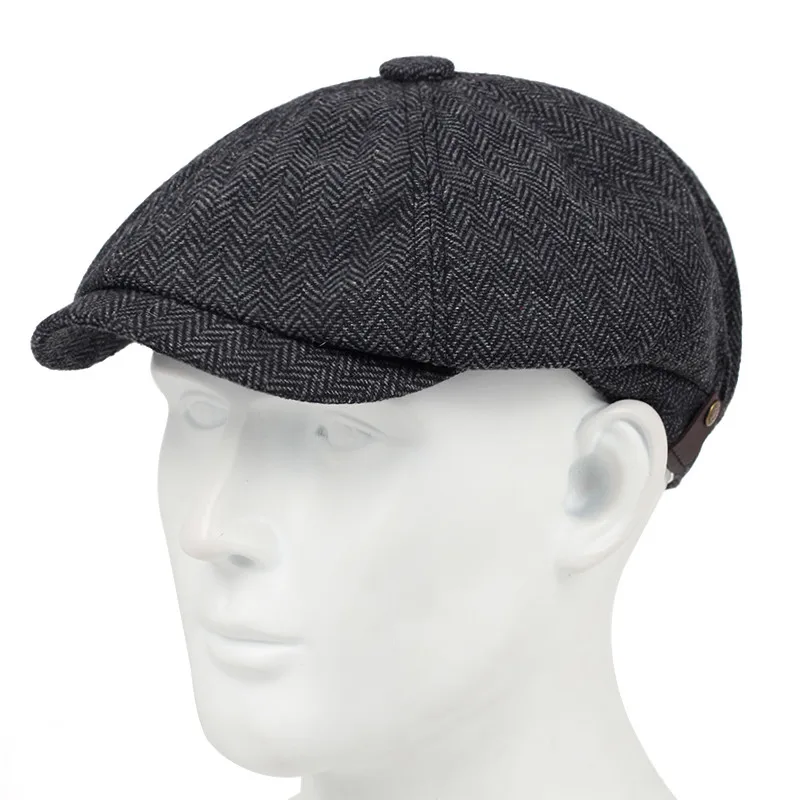 Plaid Beret casual hat beret hat woolen beret wool caps Men's Casual Hat Three Beret
