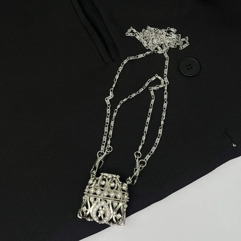 Gold Silver Rhinestone Mini Bag Women's Chain Crossbody Bags Metal Hollow Shell Shoulder Bag Body Decoration Small Coin Purse