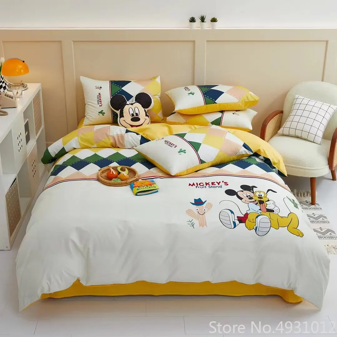 

Disney Mickey Mouse Donald Duck Strawberry Bear Bedding Set Cotton Kids Boy Baby Children Bedroom Decor Gift Duvet Cover Twin