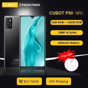 Cubot P50 2022 New Smartphone Android 6GB RAM 128GB ROM(256GB Extended) 4200mAh 6.217 inch NFC 20MP Camera Mobile Phones celular 1