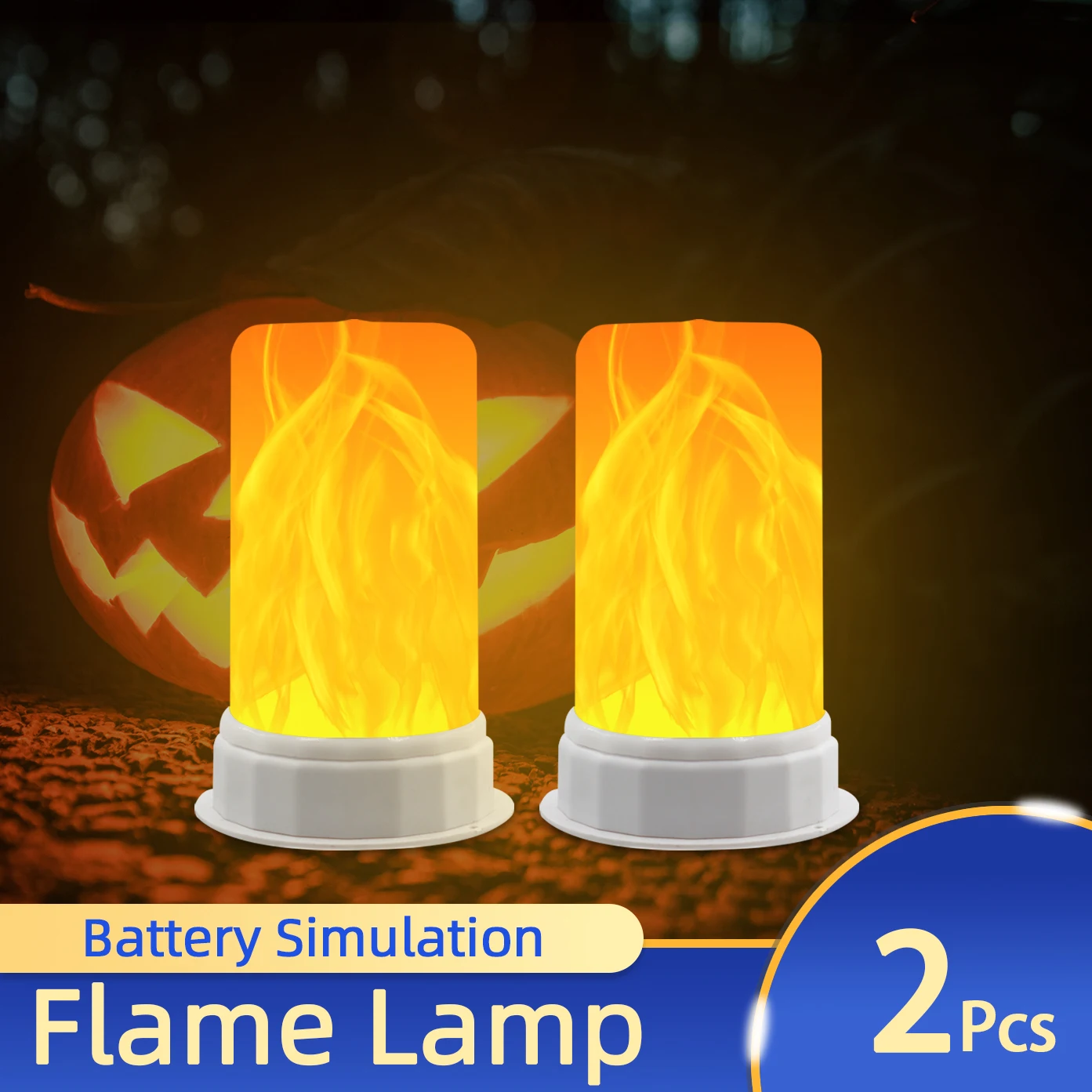 2Pcs LED flame effect light switch control suitable led desktop light Halloween Christmas Party Indoor Decoration Night Light