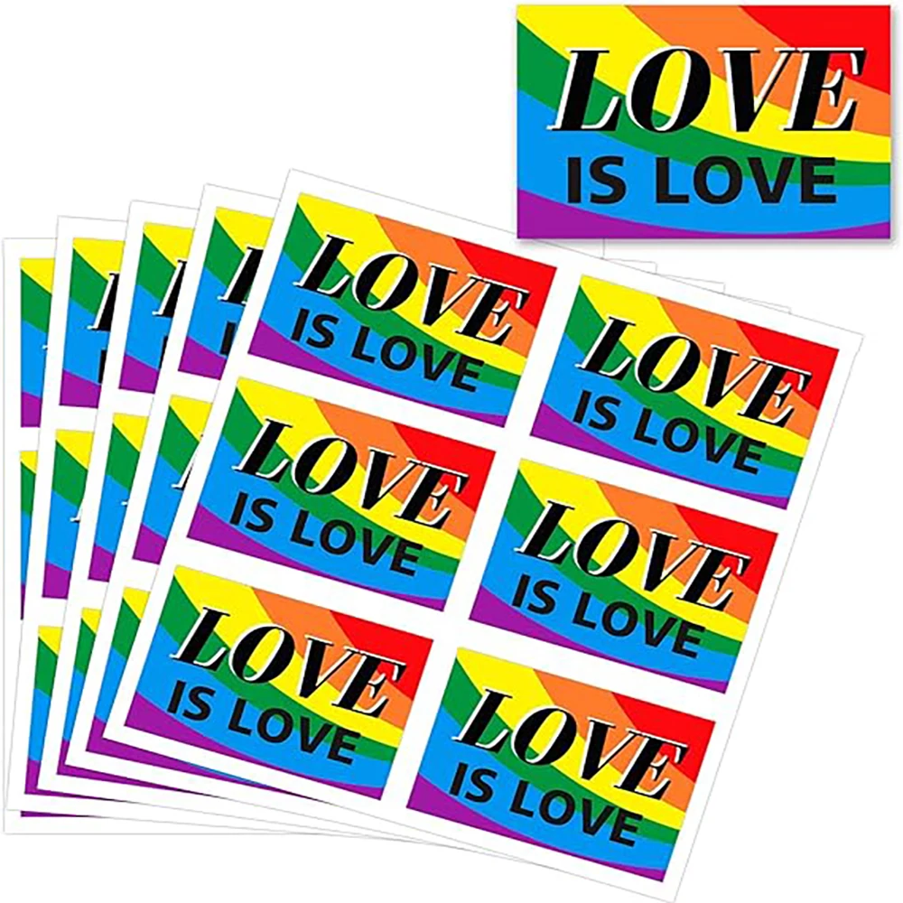 

1.5 * 1 inch 300pcs Rainbow Rectangle Lesbian Gay Bisexual LGBT+Sticker Parade Festival Party Carnival