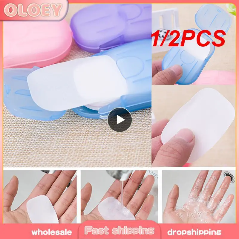 

1/2PCS Travel Disposable Soap Paper Washing Hand Bath Clean Scented Slice Sheets Disposable Boxe Soap Portable Paper SoapLot