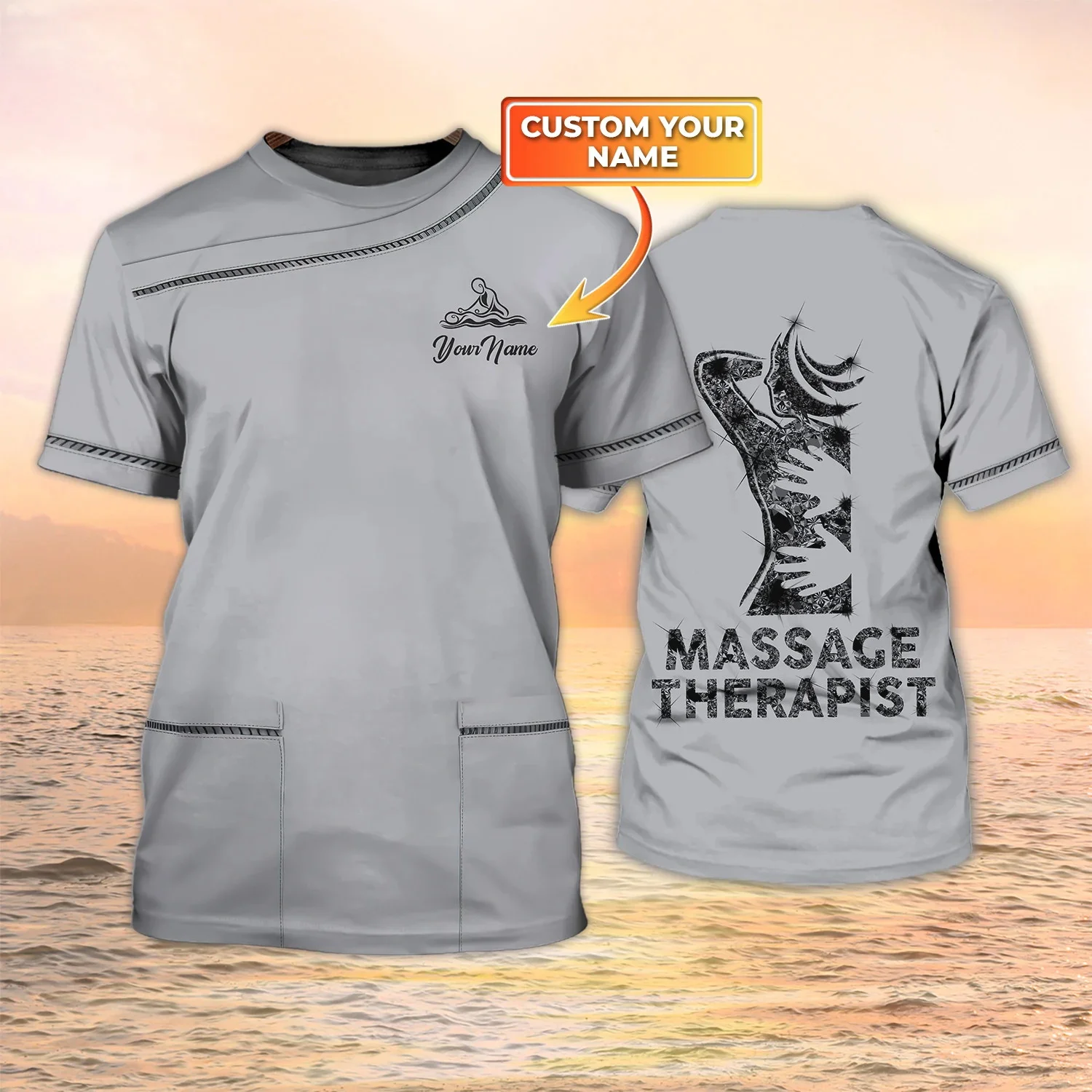 Neueste Sommer männer T-shirt Massage Therapeuten Pesonalized Name 3D Gedruckt t shirt Unisex Casual Tops Schönheit Spa Uniform DW153 – Detail 35