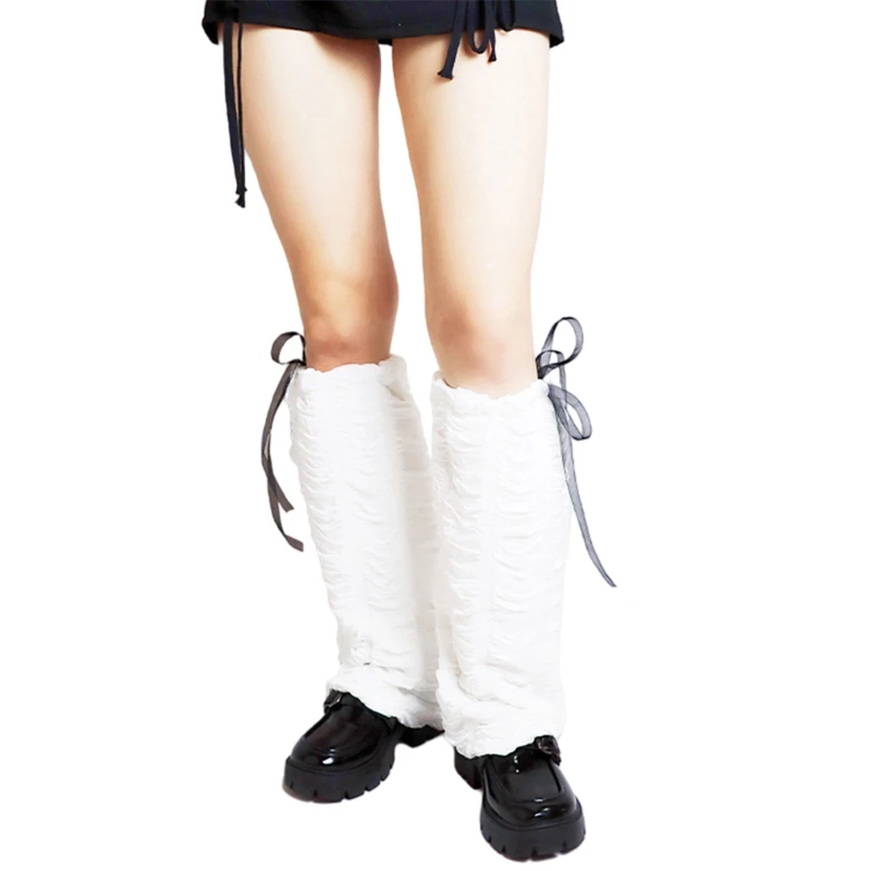 

Японские милые гетры в стиле Лолиты в стиле Харадзюку, готические женские чехлы для ног с волнистыми рюшами и рюшами и бантом,