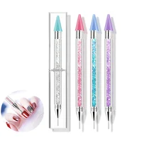 Crystal Handle Applicator Wax Pen Used For Nail Decoration Dual Head Acrylic Metal Dotting Pencil Nails Manicure DIY Point Drill 1