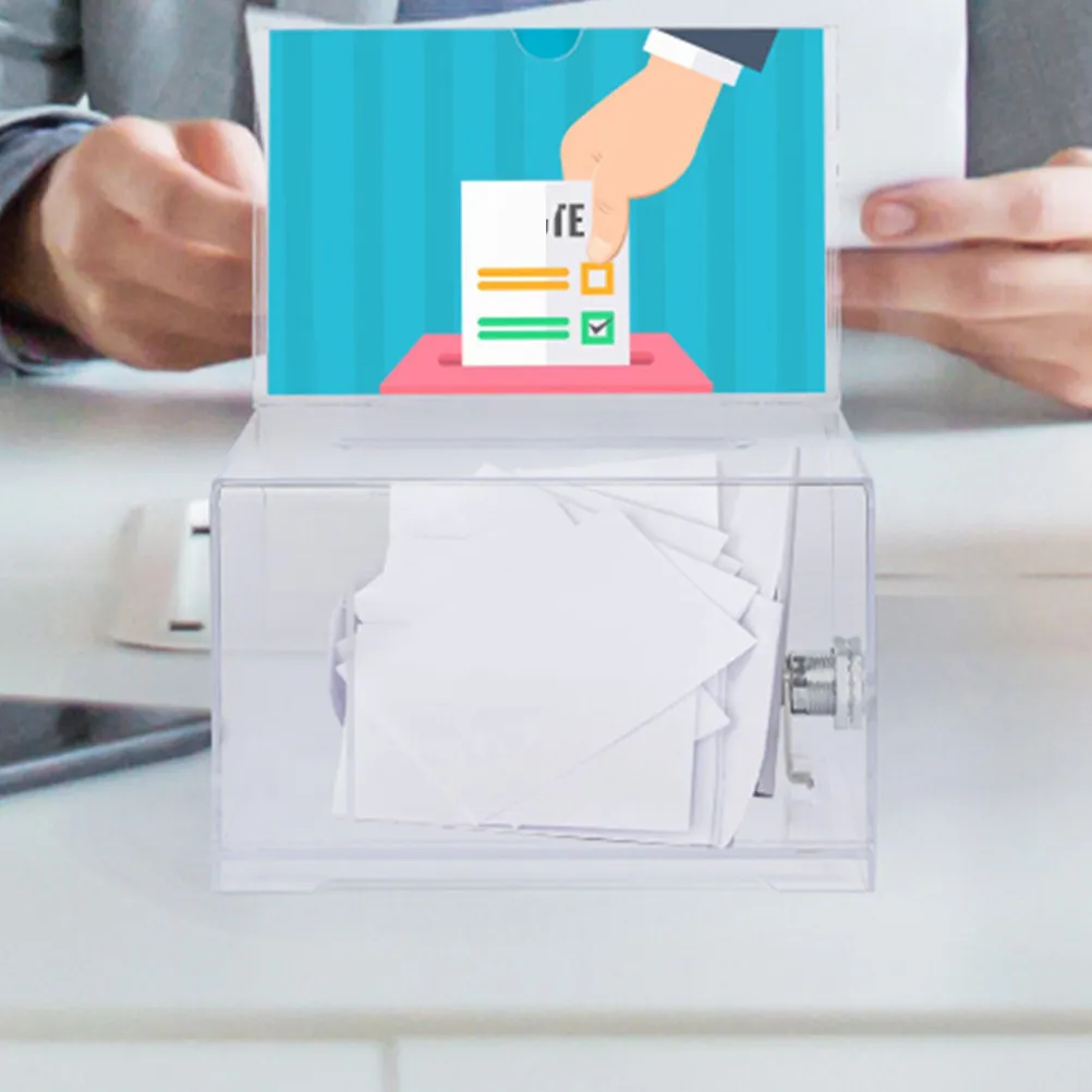 2세트 제안함 아크릴 잠금식 대용량 명함꽂이 사무실 쇼핑몰 전시회 기부함 팁박스