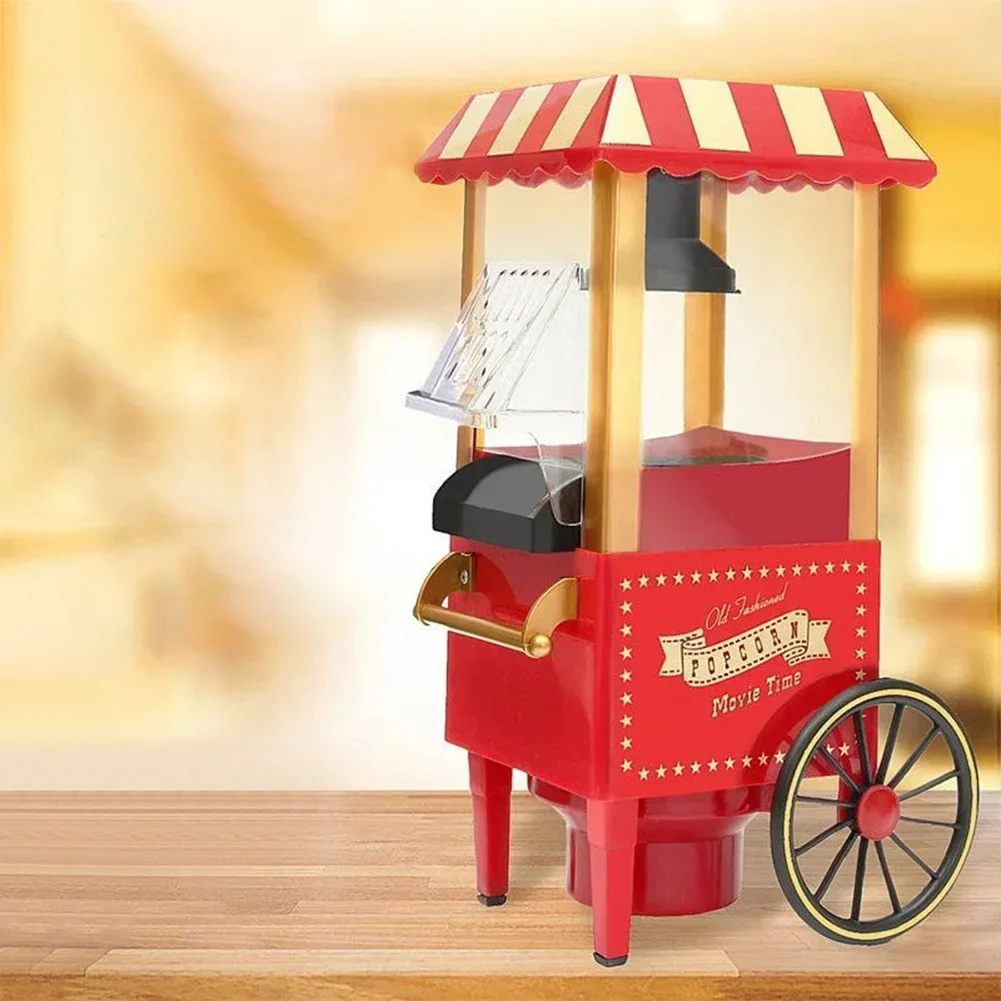Electric Popcorn Maker Portable Popcorn Making Machine Vintage Hot-Air Maker Automatic Corn Popper for Home DIY