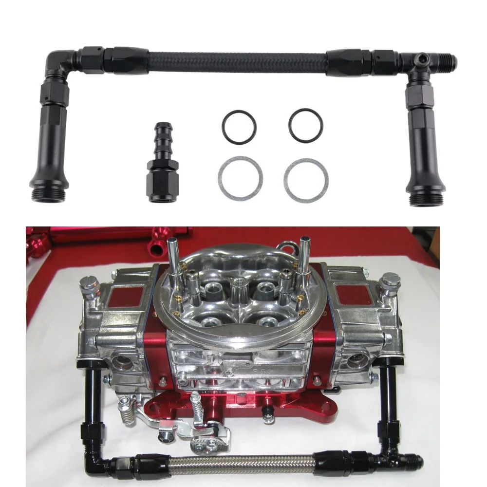 For 4150 Holley Carburetor Stainless Steel Braided AN6 Dual Feed Carb