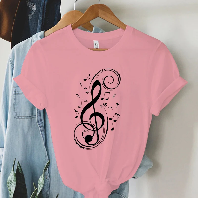 MusicalNoteGraphicTShirtsWomen90sRetroSummerTopsTeeMusicArt