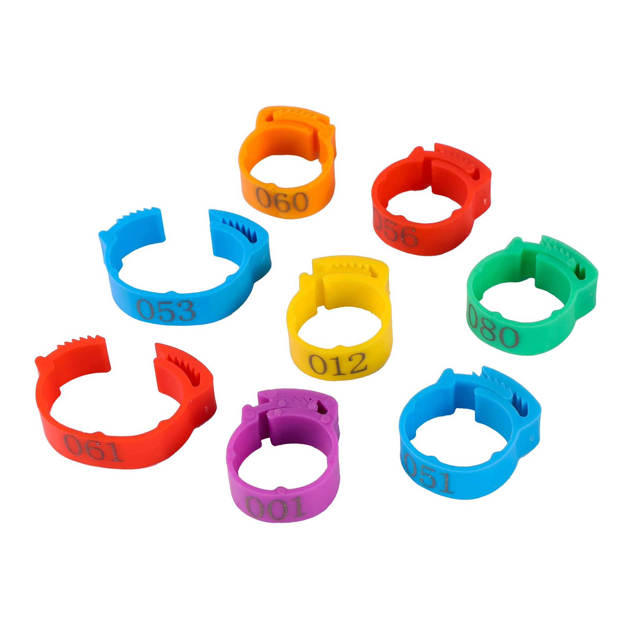 100PCS Chicken Foot Ring Adjustable Size Poultry Leg Digital Label Buckle Ring 6 Colors Plastic Chick Duck Goose Farm Equipment Bird Foot Rings Birds Foot Rings