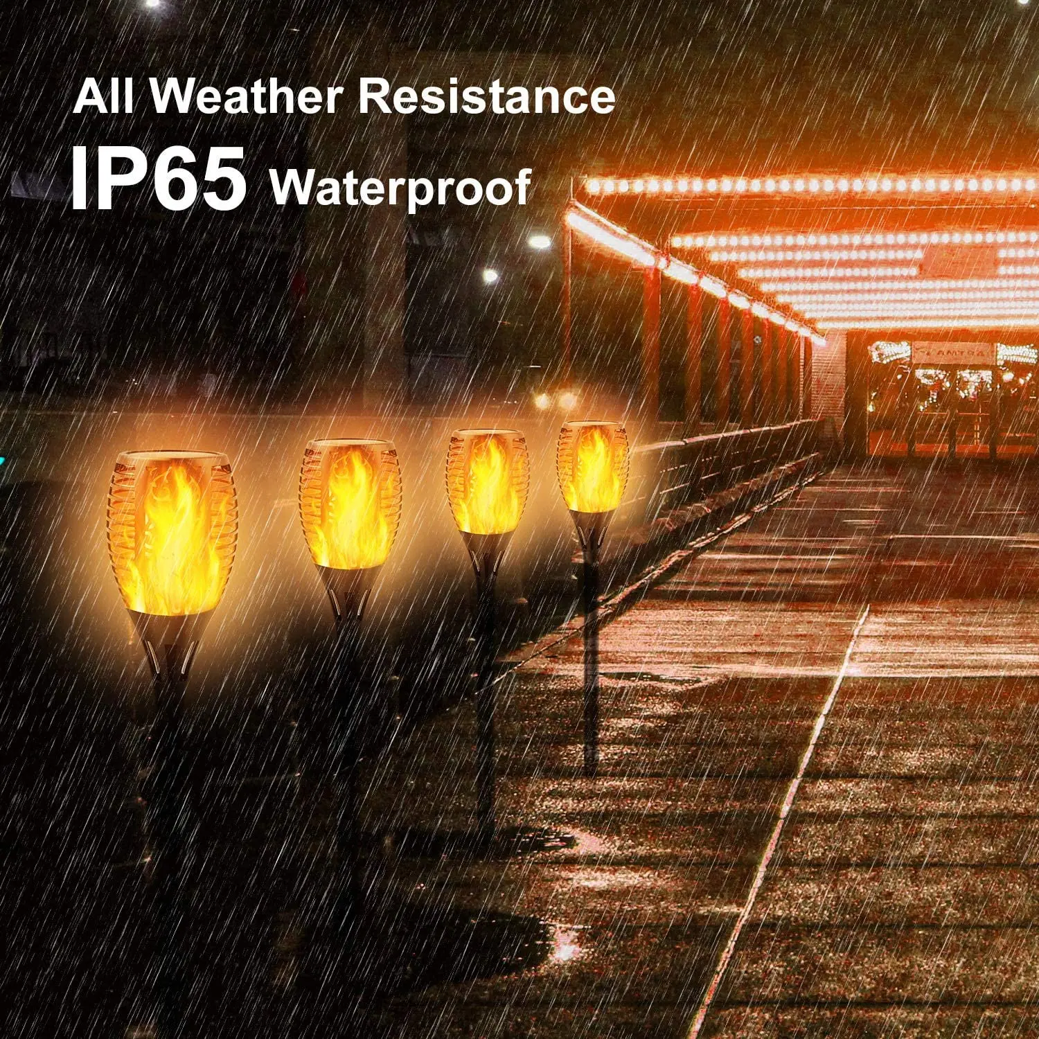 10PACK 96LED Solar Lights Outdoor Garden Solar Flame Lights with Flickering Dancing IP68 Waterproof Powered