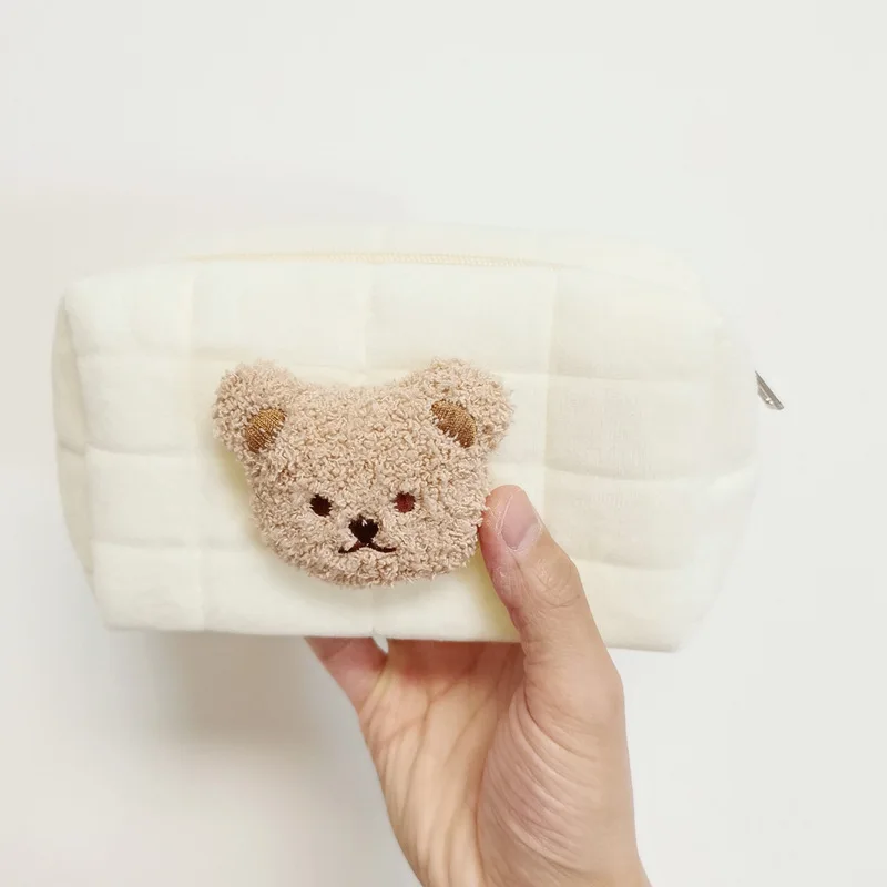 Portable Cute Bear Baby Toiletry Bag Make Up Cosmetic Bags Diaper Pouch Baby Items Organizer Reusable Cotton Cluth Bag for Mommy 4