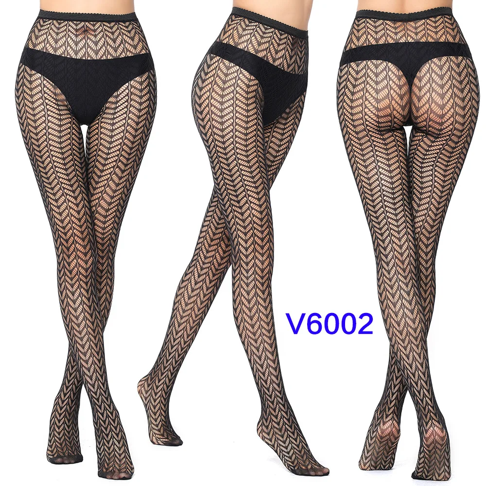 Women's Gothic Lace Fishnet Pantyhose – Seamless Jacquard Weave Garter Stockings