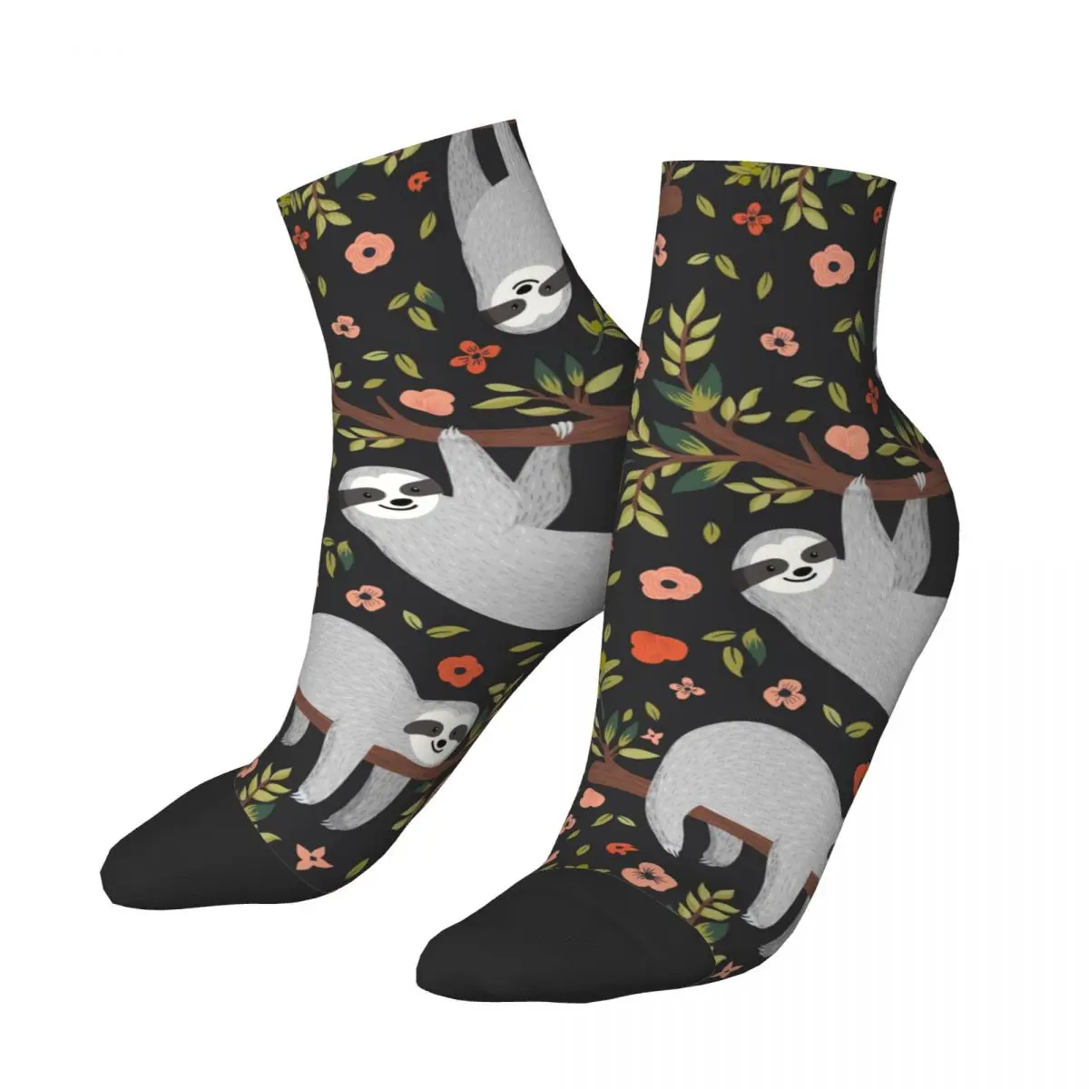 

Носки Короткие повседневные с забавным ленивецким деревом и цветами