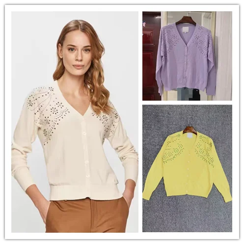 

Внешняя торговля, оригинальная Свободная трикотажная рубашка с V-образным вырезом