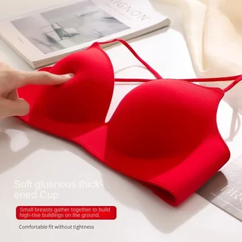 10cm Extreme Push Up Bra Halter Neck Crisscross Back Thin Straps Anti Sag Lingerie for Small Chest Thick Padded A/B Cup