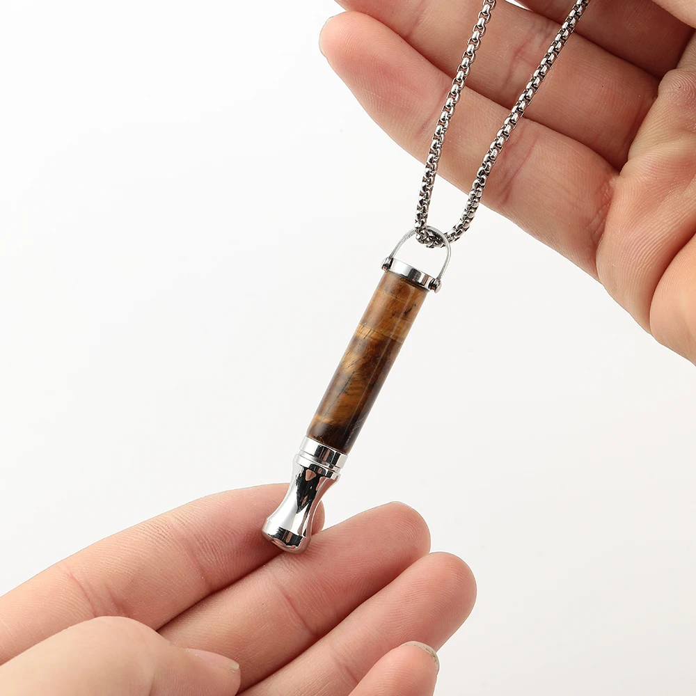 A fashionable anti-smoking assistance necklace, a pendant accessory with natural energy stones for regulating breathing. 2