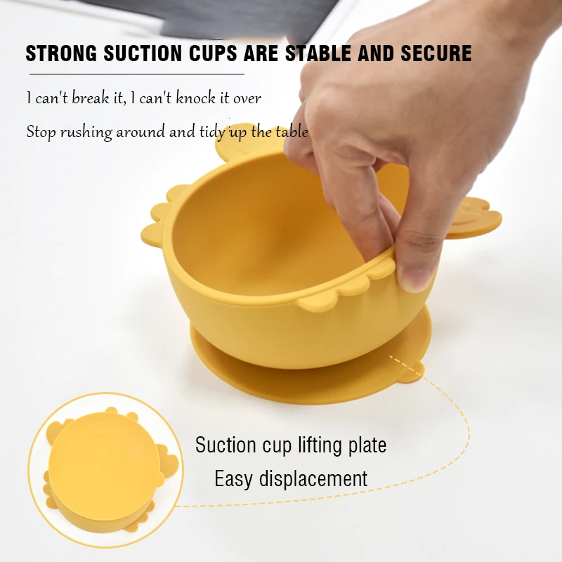 Children Dining Plate Cartoon Crab Suction Cup Anti Slip Food Grade Silicone Baby Self Feeding Training Complementary Food Bowl 4