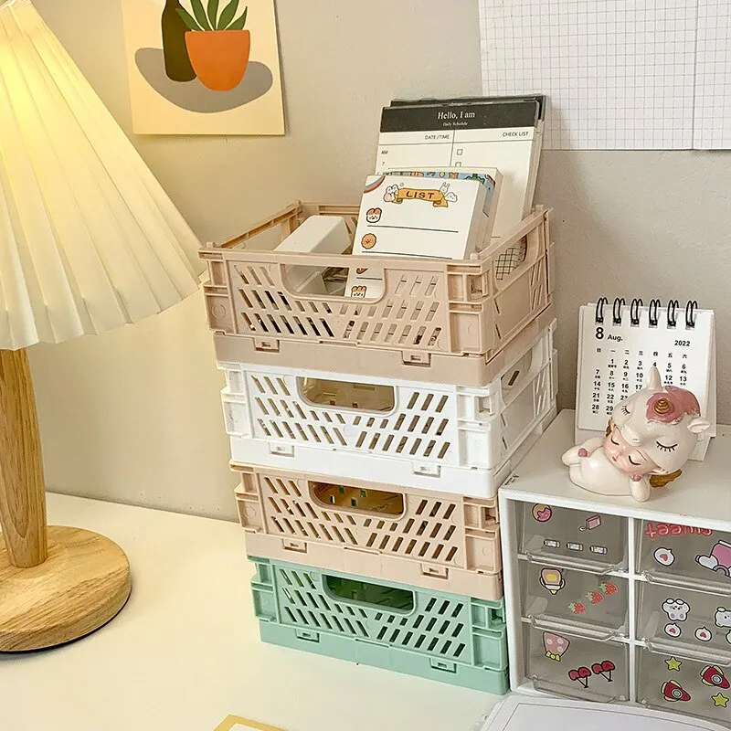 Desktop Storage Box Table Top Folding Plastic
