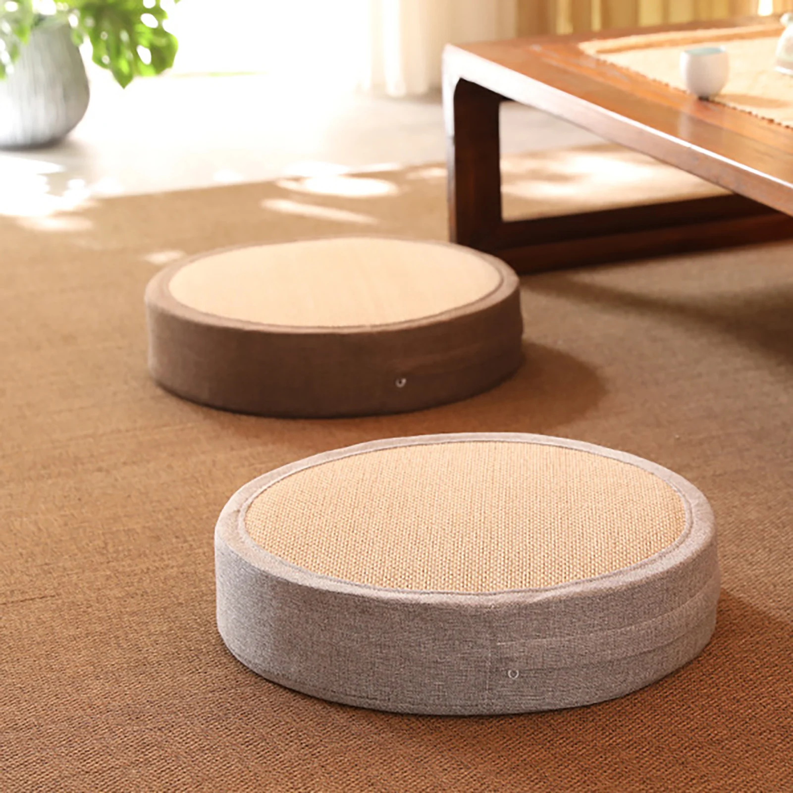

Floor Pillow Natural Cattail Japanese Futon Floor Pillow Round Cushion Hand Woven Tatami Floor Mat Yoga Tea Meditation Pad
