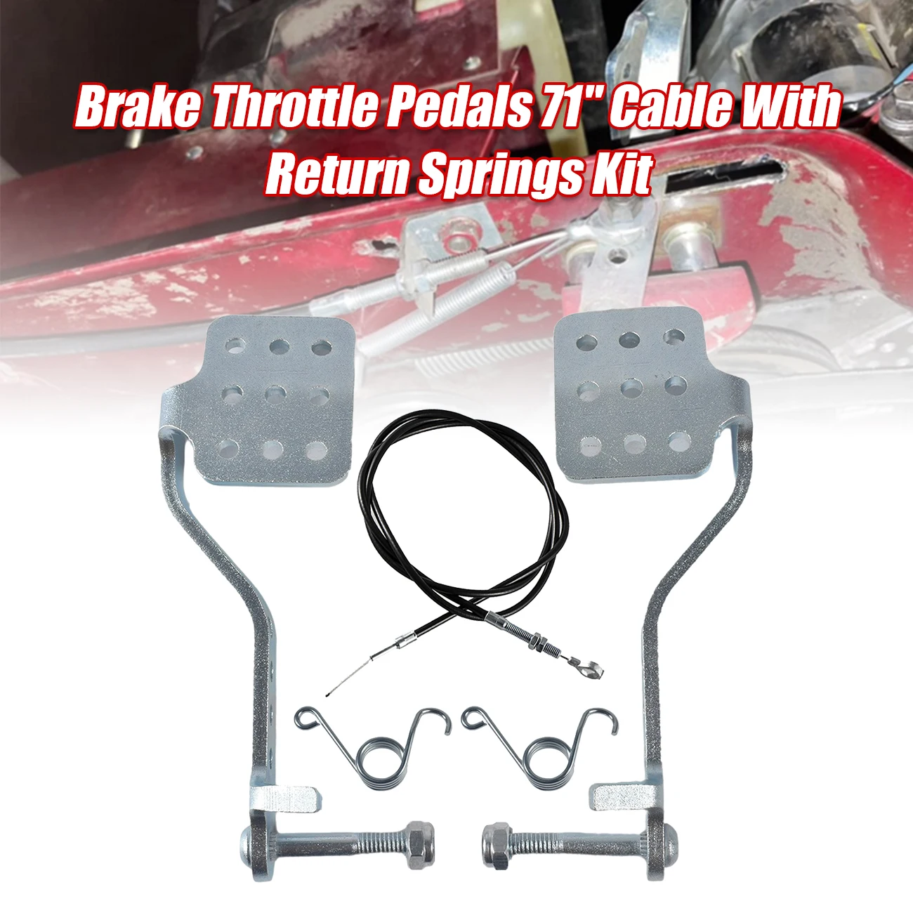 Brake Throttle Pedals 71" Cable with Return Springs Kit For 196cc 6.5hp Road Rocket Azusa Fun Kart Radio Flyer Carter Go Kart go kart foot pedal