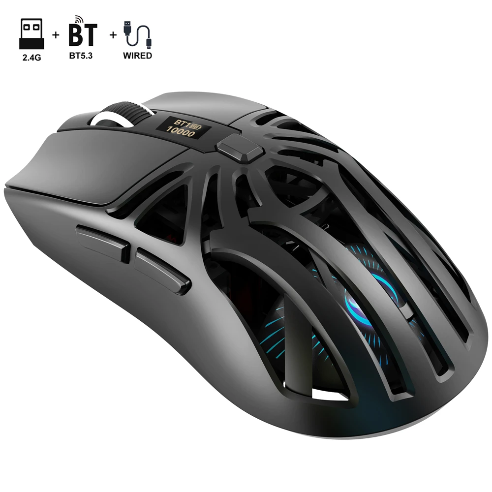 New T400 3-mode wireless gaming mouse 1000HZ 500mAh rechargeable 10000DPI USB-type C macro optical office mouse for pc