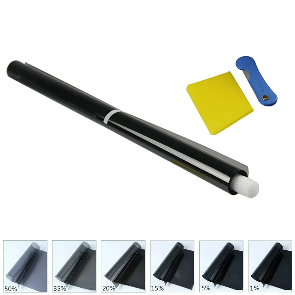 300x50cm Black Car Window Film Roll Car Auto Home Self Adhesive Glass Tint Privacy UV Protector Window Sticker Sun Shade Film