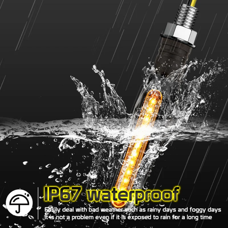 Pack De 2 Indicadores LED Intermitentes Para Moto - ámbar, 12V, IP67, Cable De 500mm, Universal