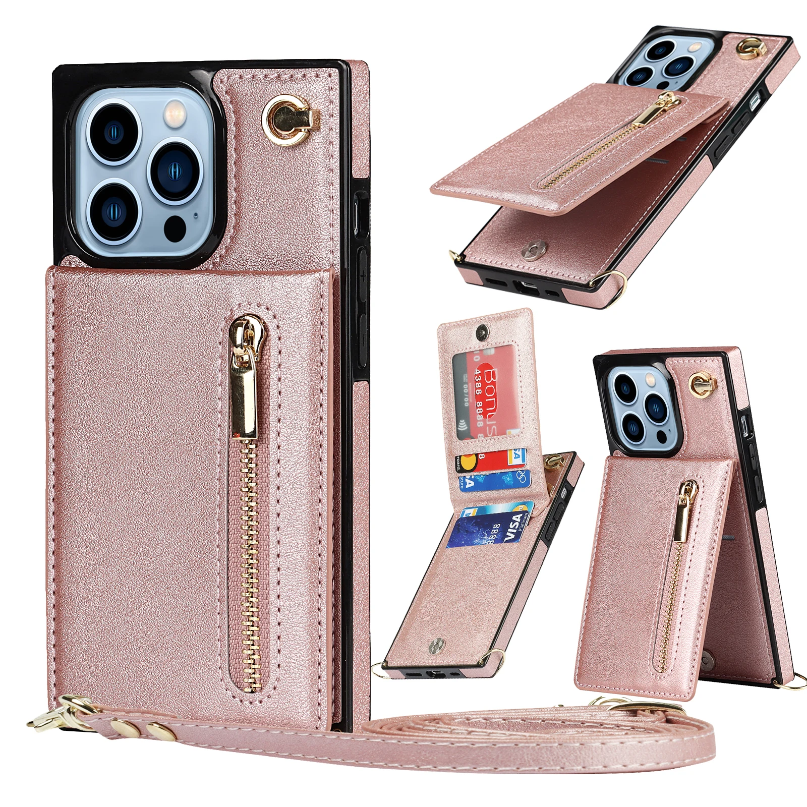 Iphone 13 Phone Case Card Holder Wallet Crossbody - Wallet Funda de cuero  Iphone 14 - Aliexpress