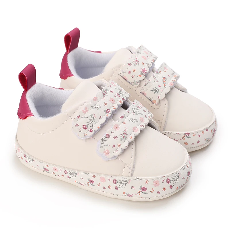 Baby Shoes Infant Pre-Walker Shoes, Floral Embroidery/ Bow Princess Sneakers, Soft Sole Casual Footwear for Baby Girls0-18M - 2