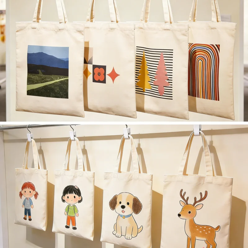 10 | 20 Pack Custom Logo Canvas Tote Bag Lightweight Large Capacity Shopping Bag Reusable Shoulder Handbag Gift Activity 4