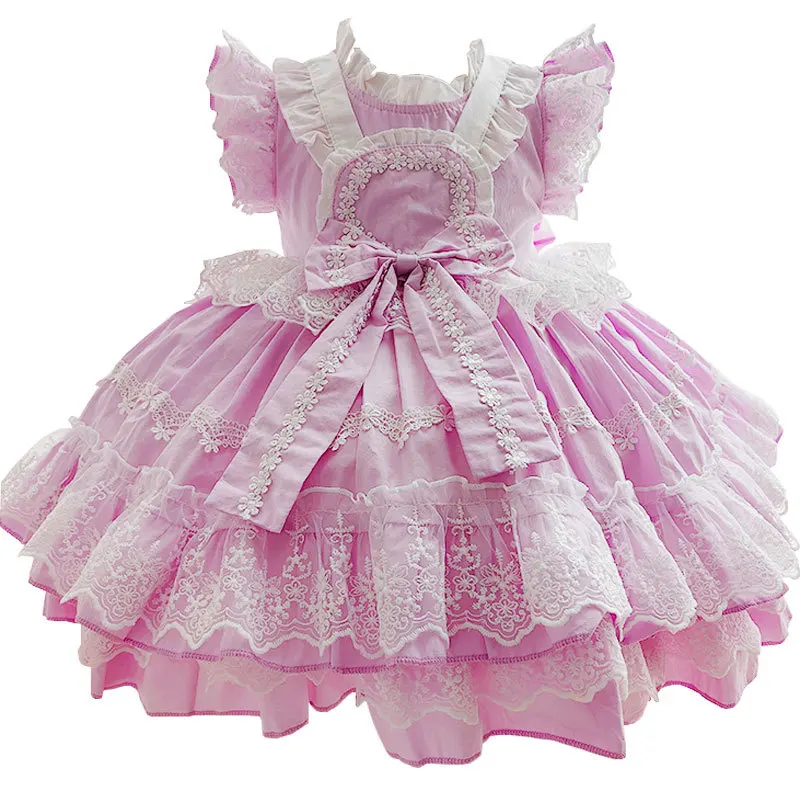 

Spanish Dress for Girls Boutique Baby Girl Lolita Dresses Kids Princess Pink Lace Frocks Children Birthday Party Ball Gowns