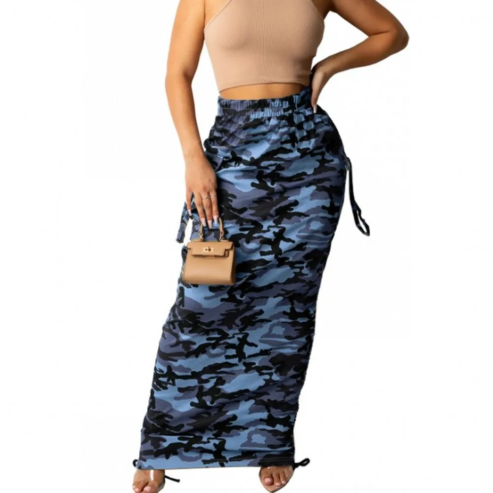 Fashion Camouflage Skirt Slim Straight Skirt Sexy Casual African Women's Loose Elegant Long Skirt 2022 Spring African Clothing