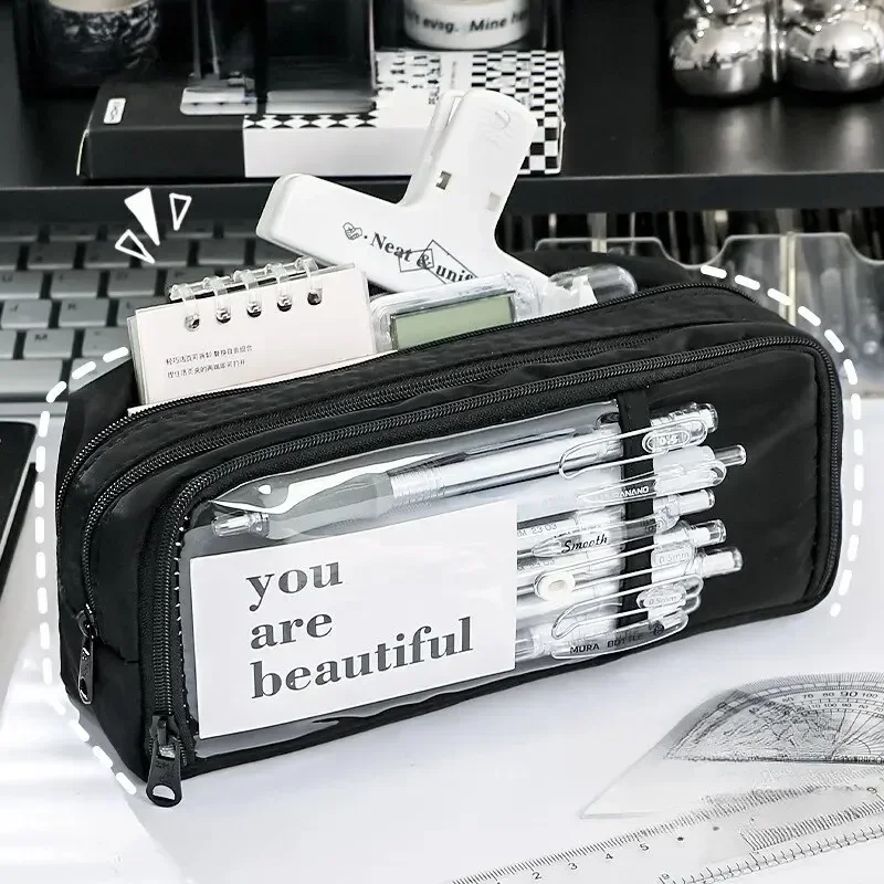 Pencil Cases 5-Layer Transparent Pencil Pouch with Large Capacity and Lightweight Design School Supplies for Girls
