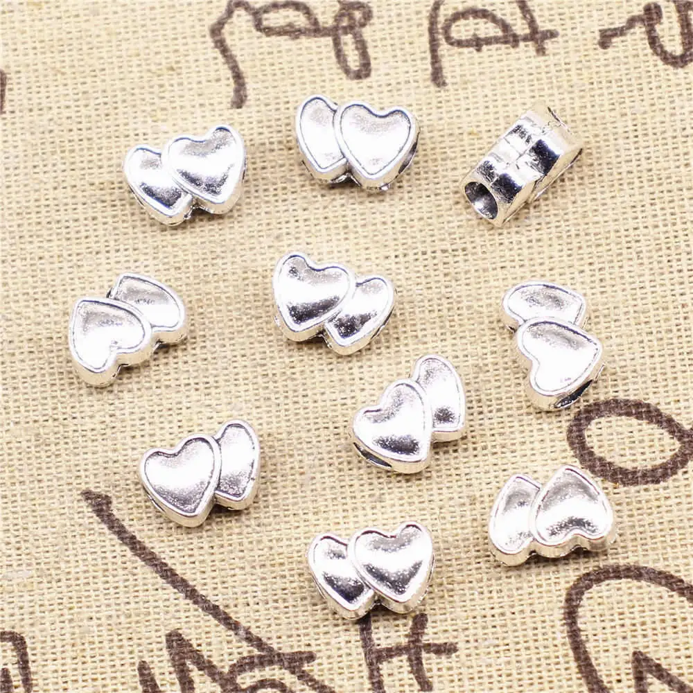 

Girls Jewelry Diy Craft Big Hole Beads Love Heart Antique Silver Color Pendant Necklac 9x13mm 5pcs