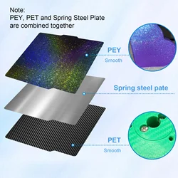 Enhanced Build Plate for 3D Printer - 257x257mm Spring Steel Sheet with PEI Coating (PEY-PET)