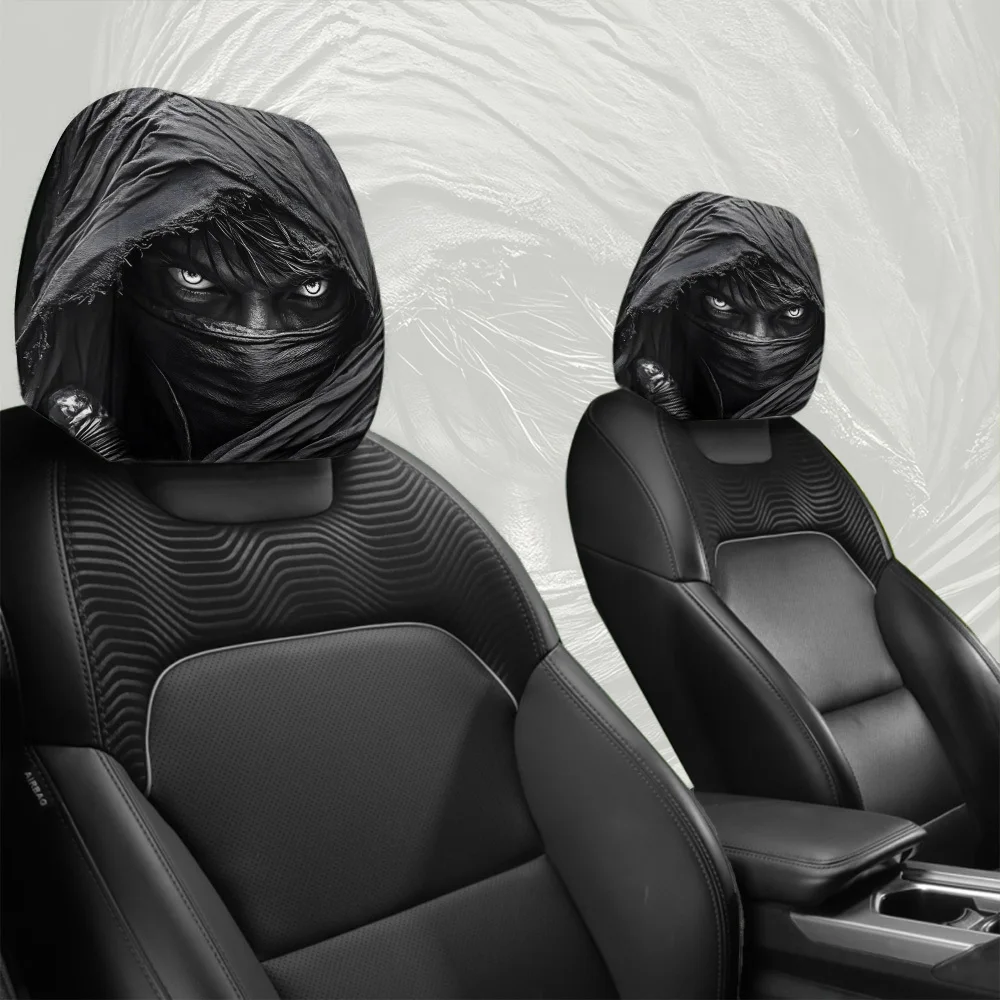 Assassin Robe Pattern Auto-Kopfstützenbezüge, 2 Stück, Polyester-Strick, ohne Polsterung, universell, stilvoll, langlebig, Auto-Kopfstützenschutz für das Auto – Detail 7