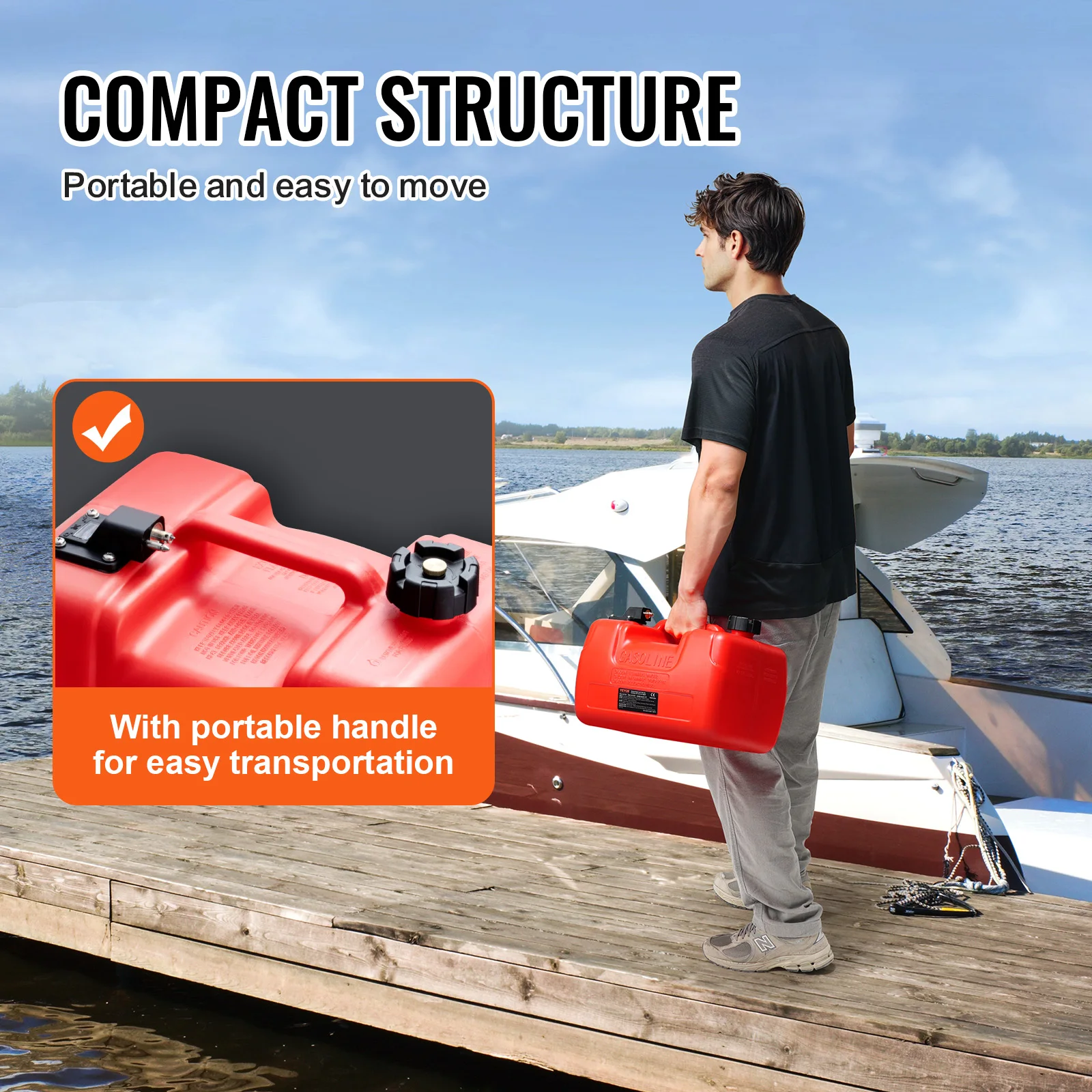 3Gal/12L Fuel Tank Petrol Can Motorcycle Accessories Spare Container For Yacht Fishing Deck Boat