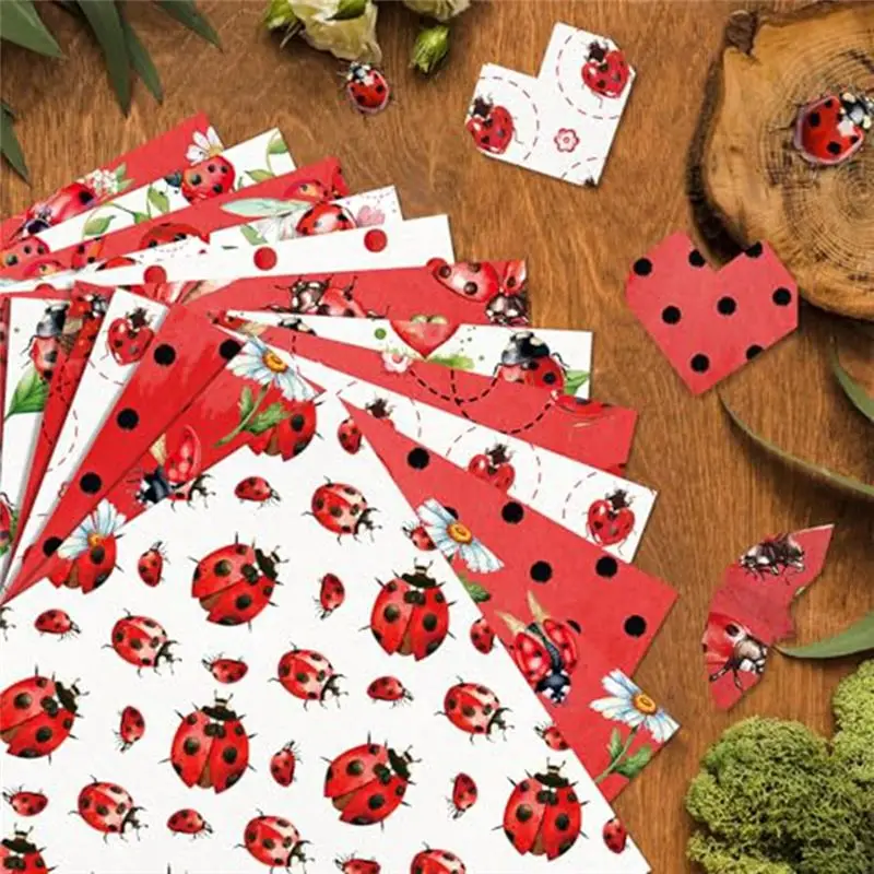 AB97-장 양면 스크랩북 용지 12'' X 12'' 24장 리본 패턴 데쿠파주 카드지 무당벌레