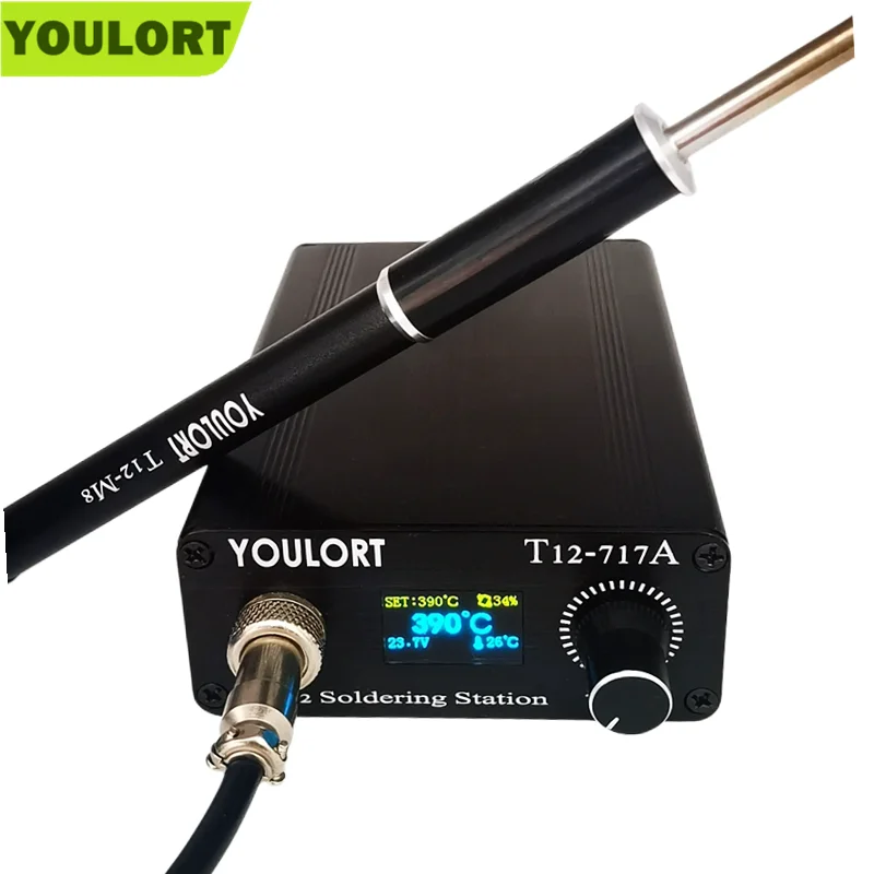 YOULORT OLED Quick Heating digital soldering station  M8 aluminum alloy handle with soldering iron tips electronic solder