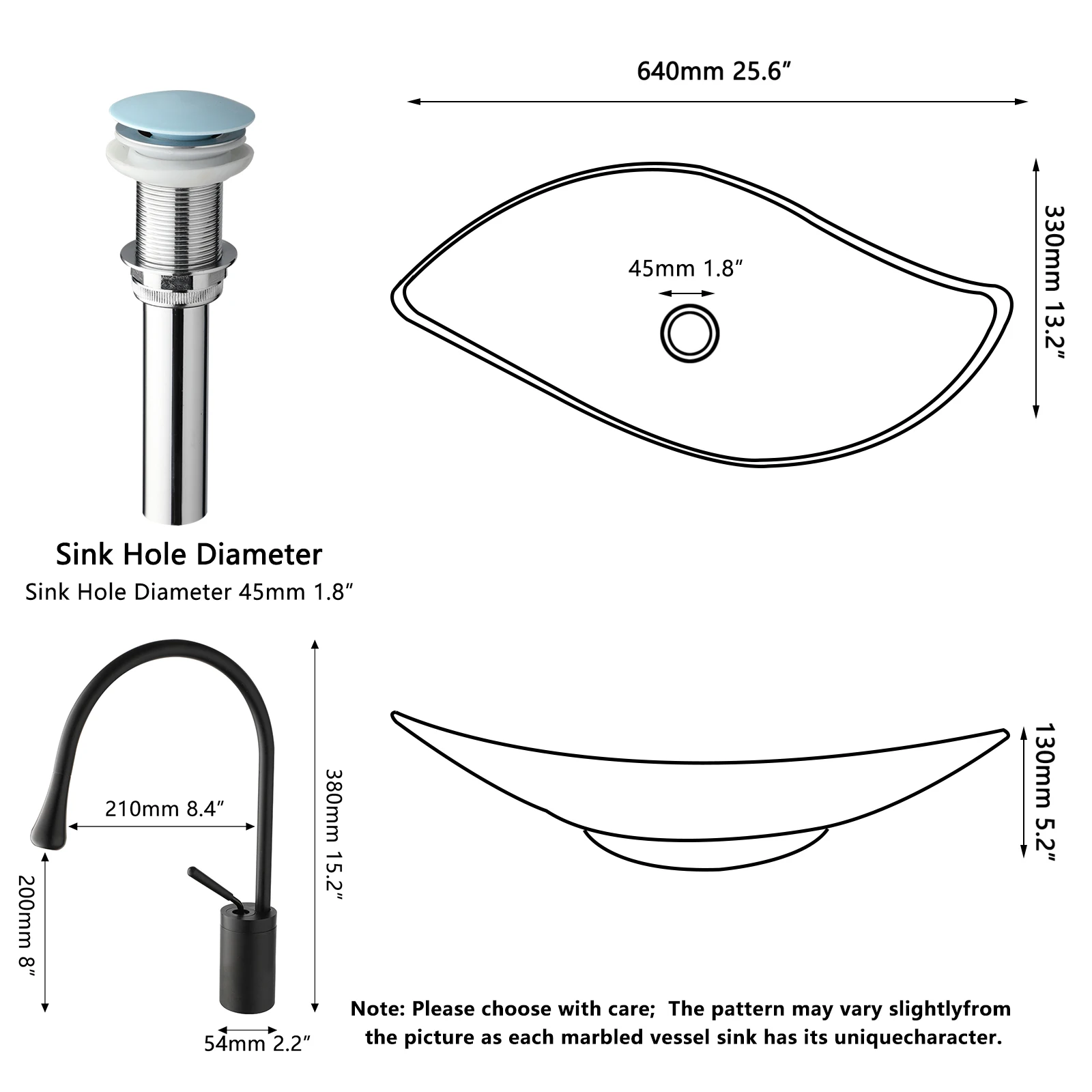 JIENI New Materials Bathroom Sink Faucet Set Multi Style Hand Painted Washbasin Water Droplet Shaped Hot Cold Taps Pop Up Drain 4