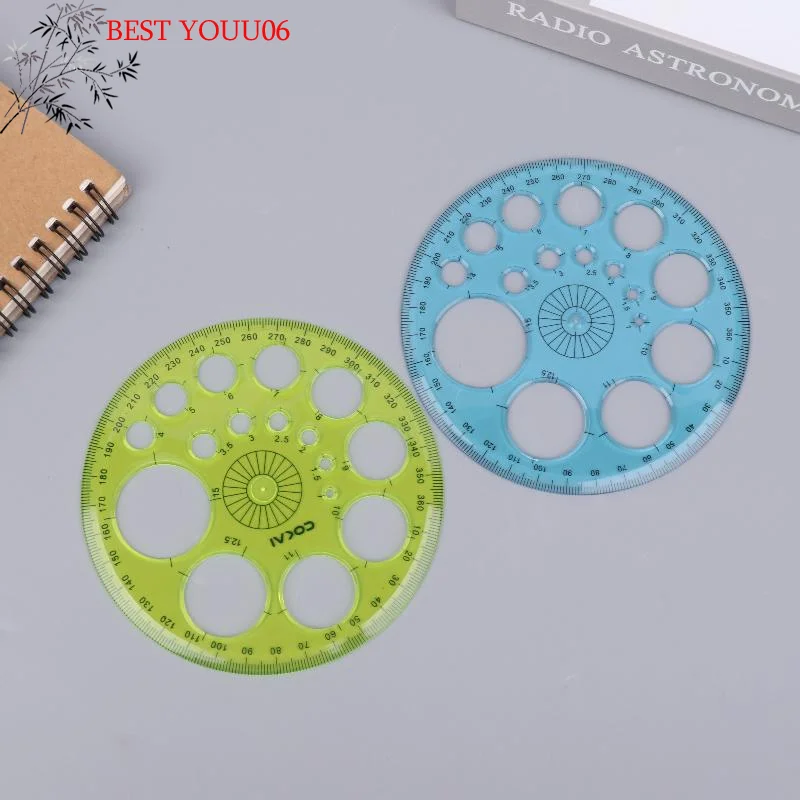 (YOUU06)1/2Pc 원형 그리기 도형 기하학적 그리기 스텐실 도구 다기능 템플릿 플라스틱 측정 자