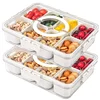4/8 Grids Food Divided Serving Tray with Lids Portable Fruits Nuts Candy Spice Refrigerator Storage Box Snack Food Container 1