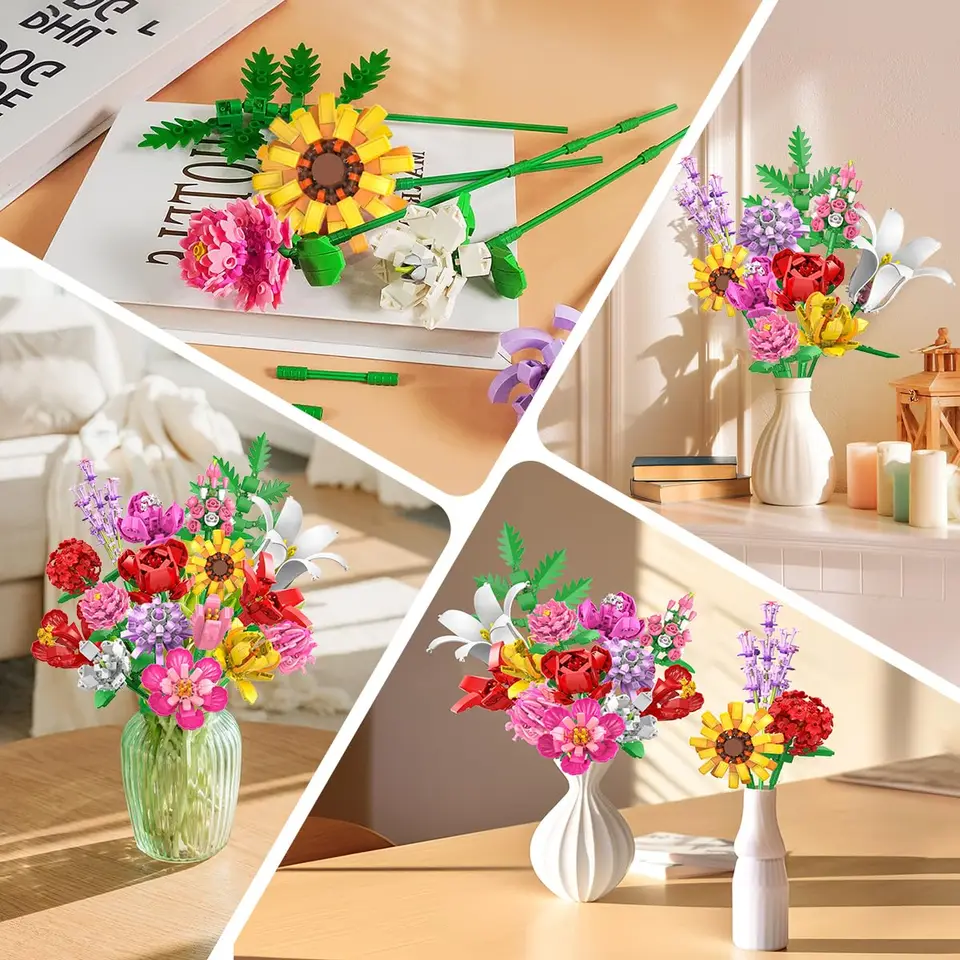 Plaxsoon Flower Bouquet Building Block Set