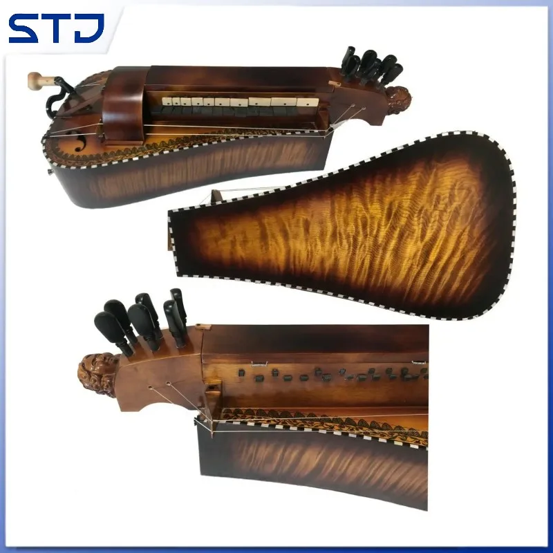 

Самая лучшая 6-струнная 23 ключа от Hurdy Gurdy Maple древесина инкрустация оболочка фиолетовая резная женская голова